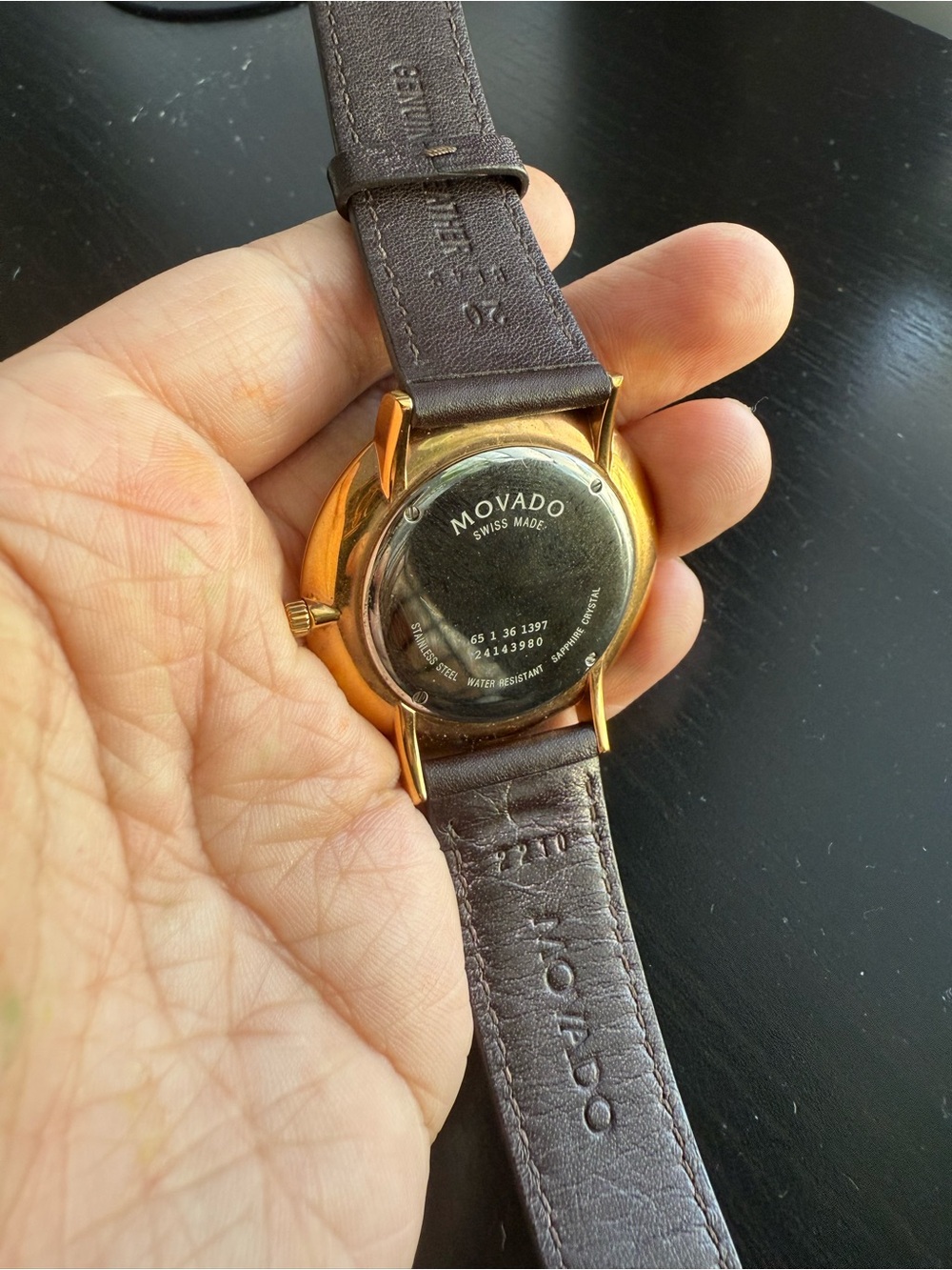 Minimalist Gold Case Watch with Black Leather Strap - Picture 3 of 5